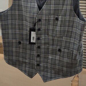 Murano Vest Large (L) Mens Grey Plaid